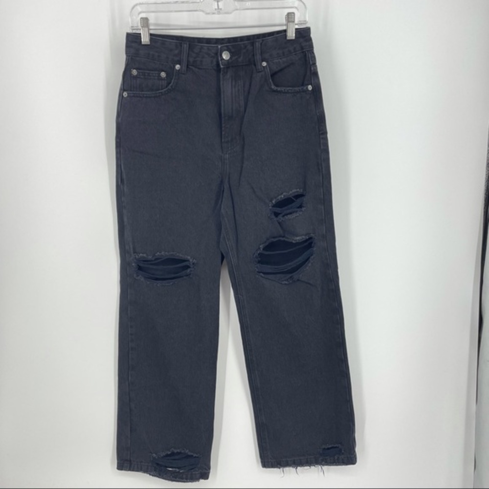 GLASSONS high rise wide leg jeans distressed sz 10